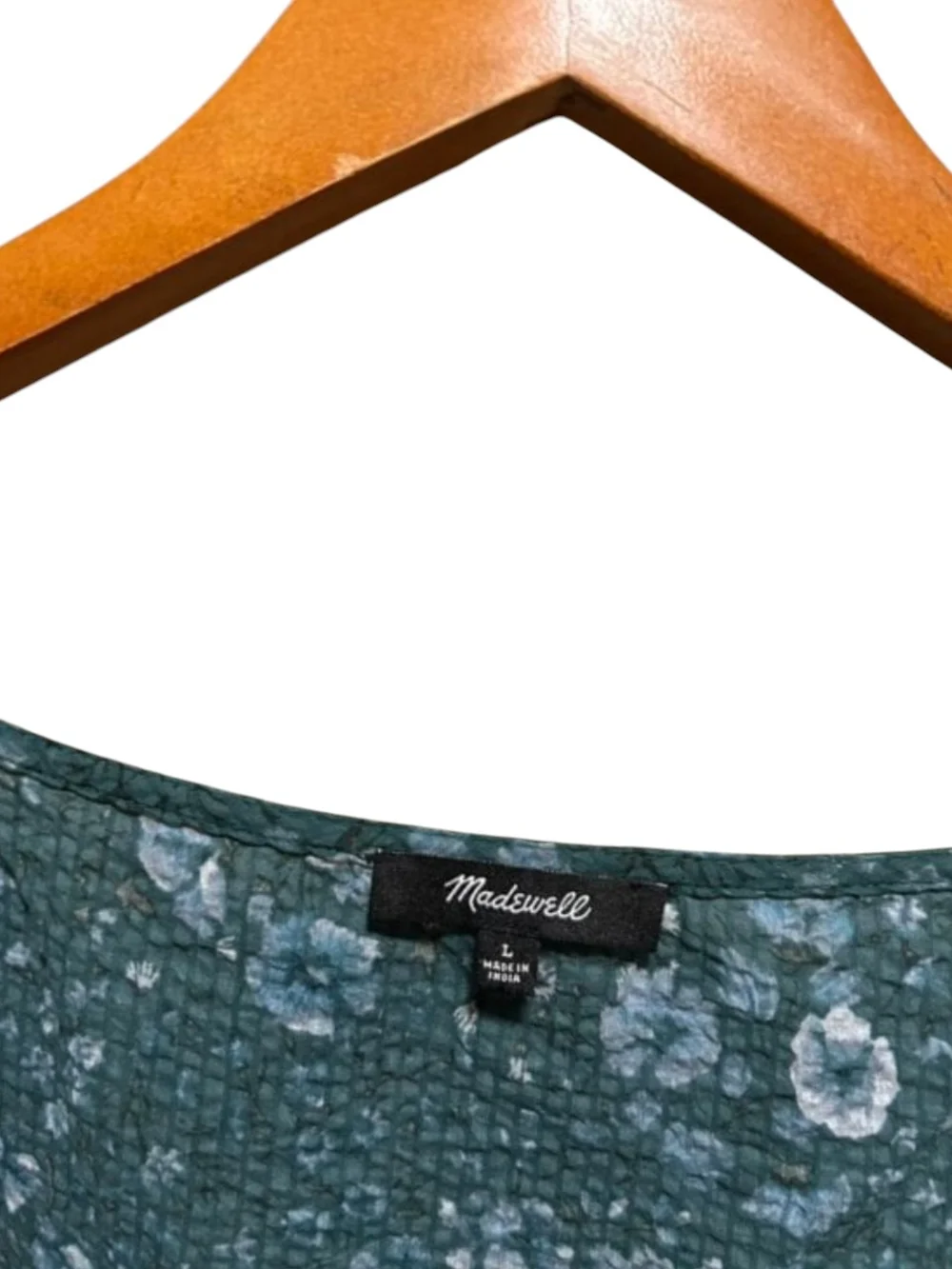Madewell Teal Floral Puff-Sleeve Wrap Blouse